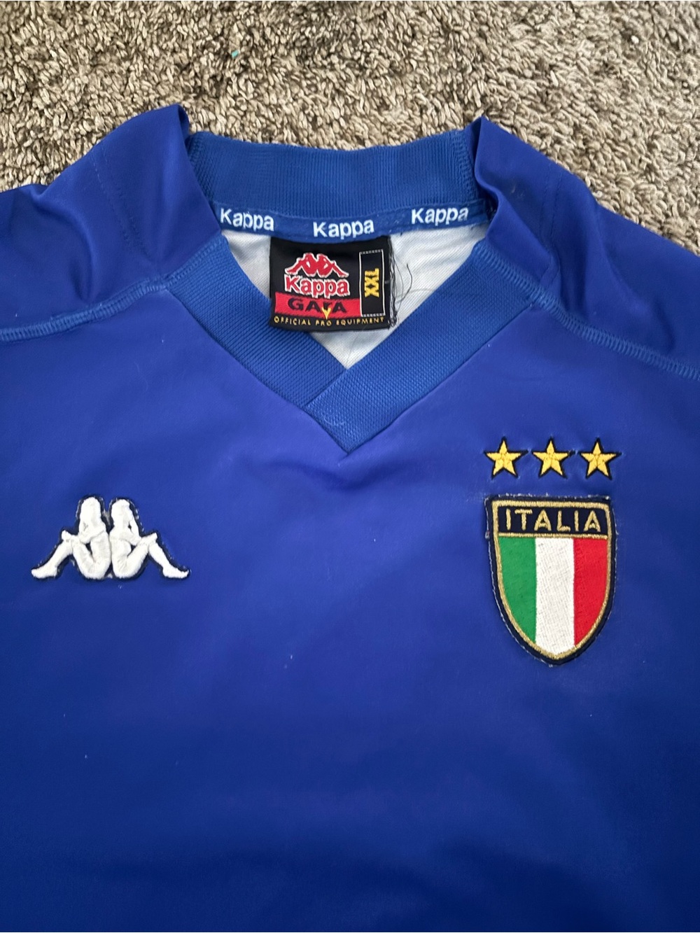 Kappa Kids Blue Italia Soccer Jersey with Crest